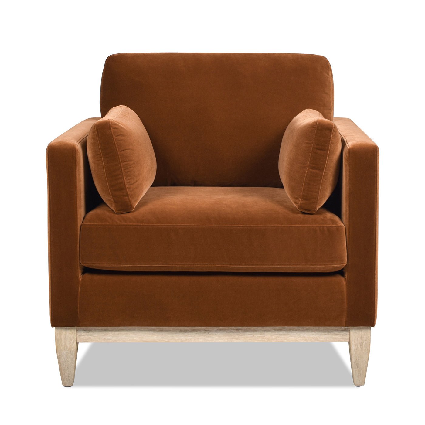 Knox 36" Modern Farmhouse Arm Chair, Burnt Orange   Performance Velvet
