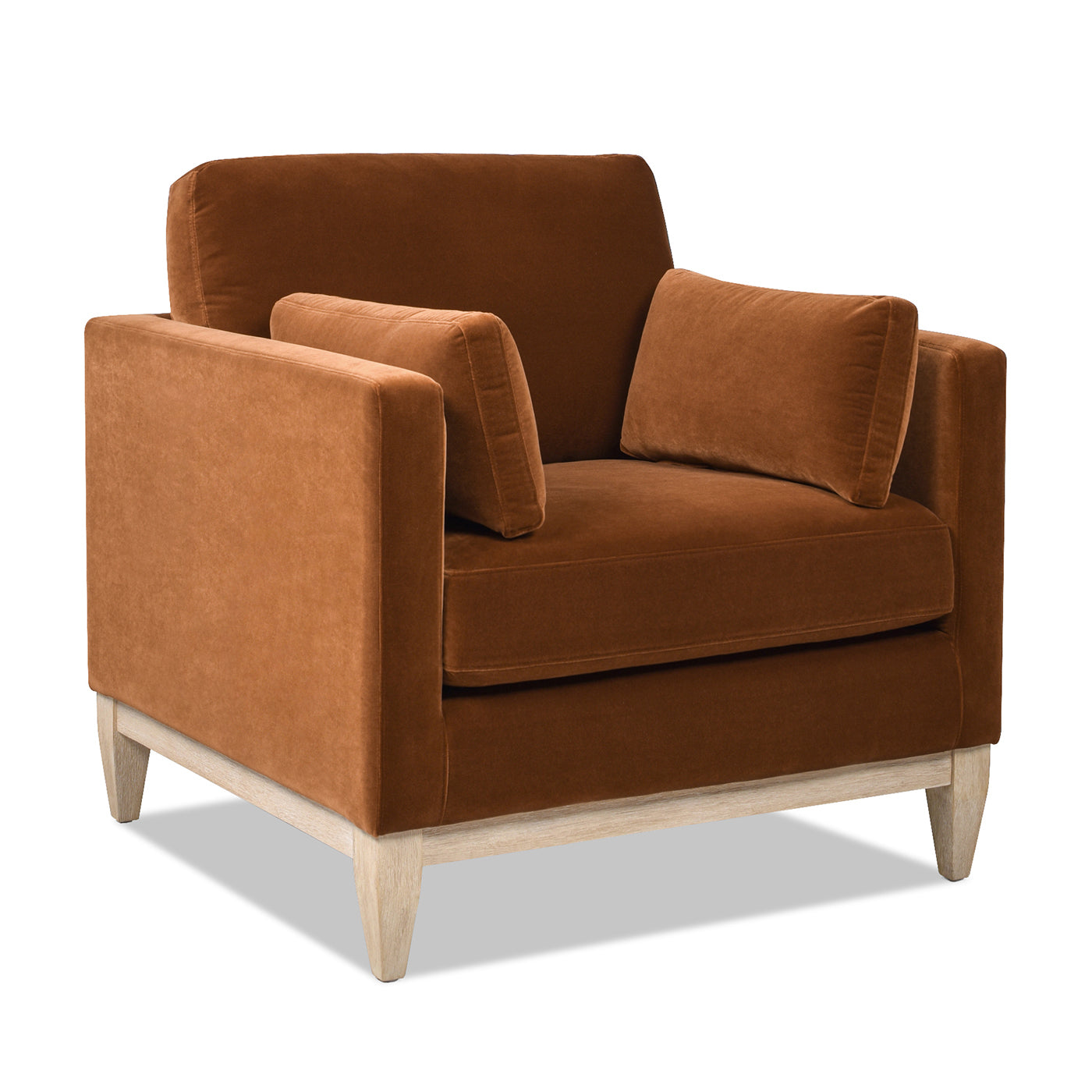 Knox 36" Modern Farmhouse Arm Chair, Burnt Orange   Performance Velvet