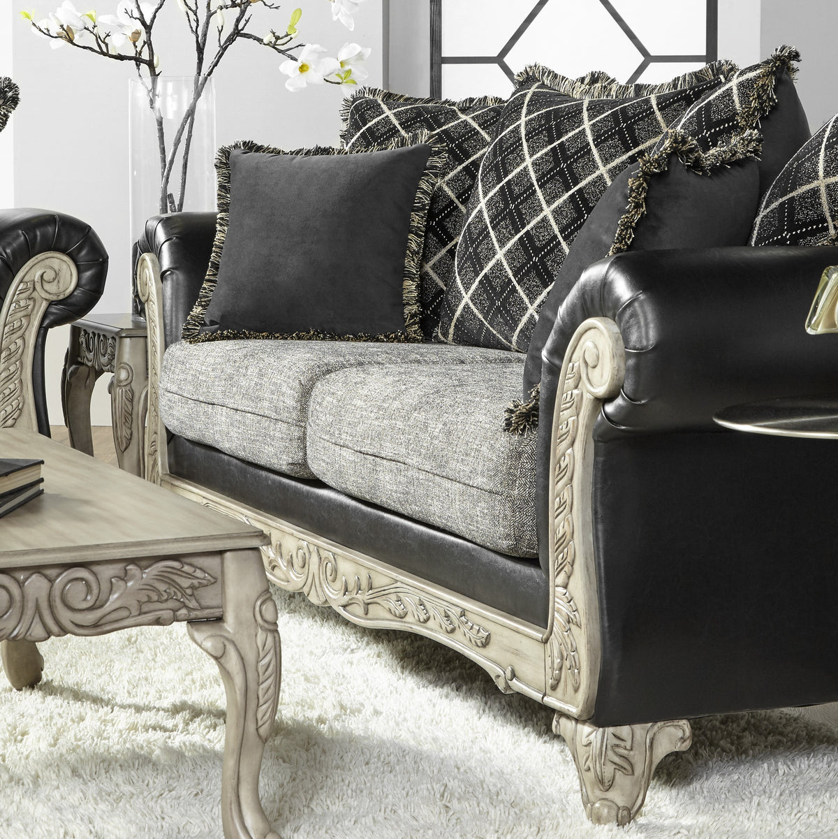 San Marino 2-Tone Fabric Wooden Frame Sofa