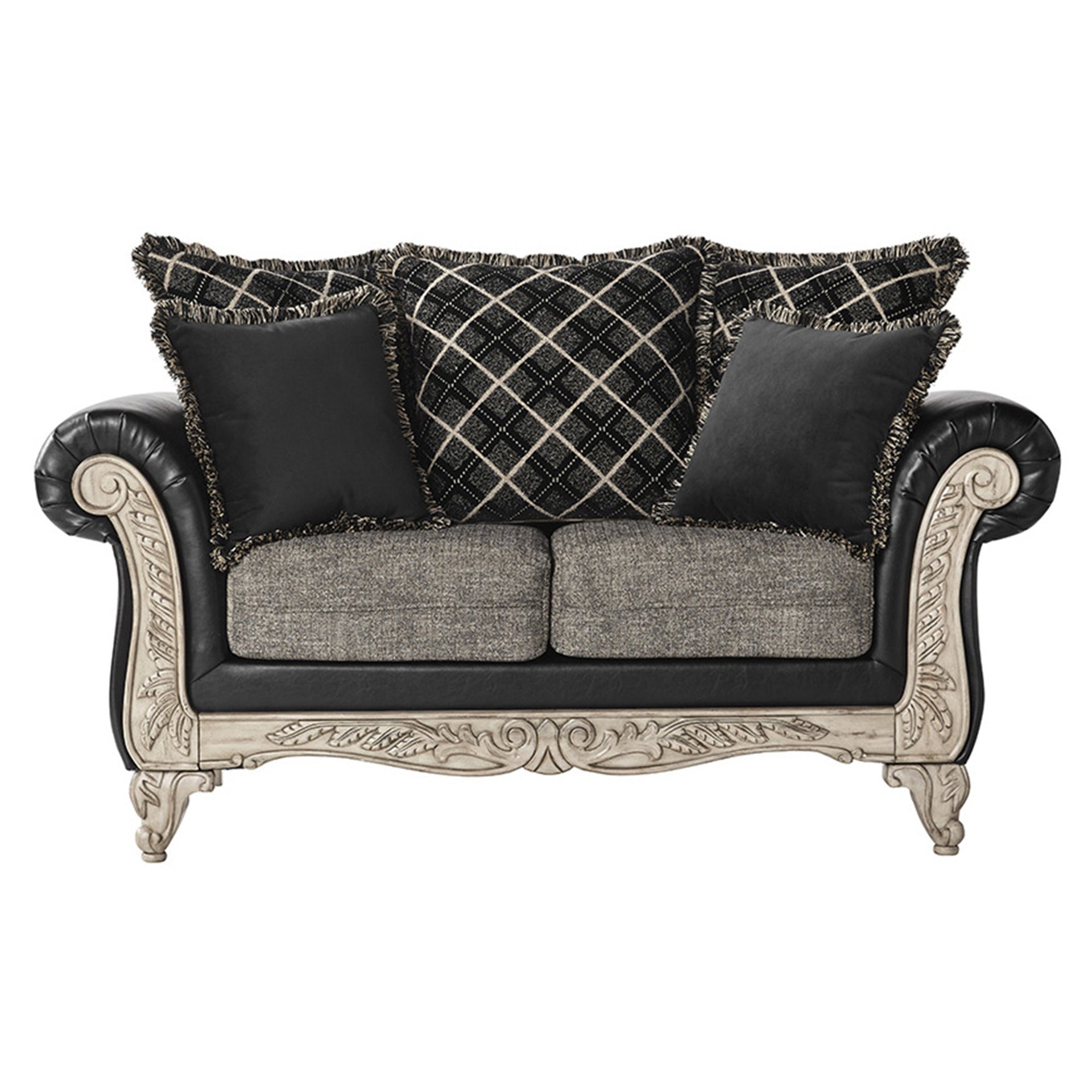 San Marino 2-Tone Fabric Wooden Frame Sofa and Loveseat Set