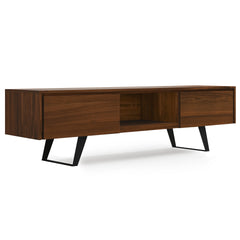 Lowry 72 inch Wide Solid Wood TV Stand in Walnut For TVs up to 80 inches