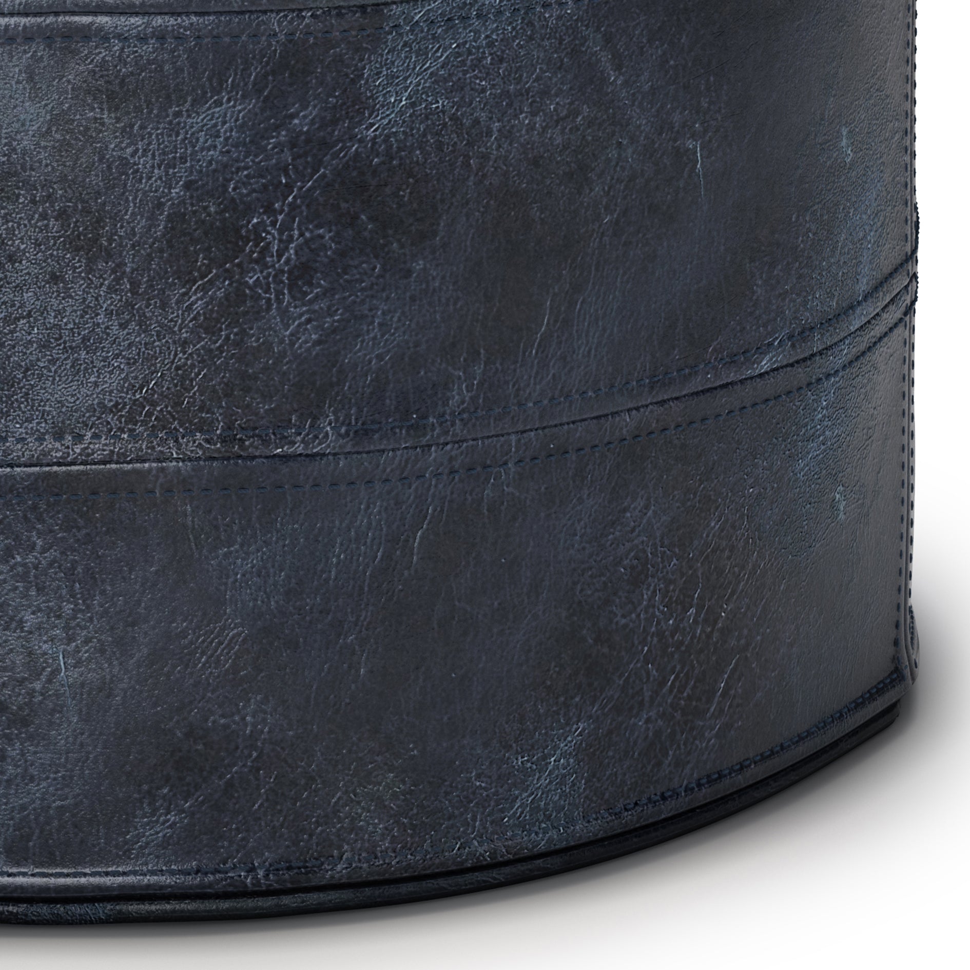 Connor - Round Pouf - Distressed Navy Blue