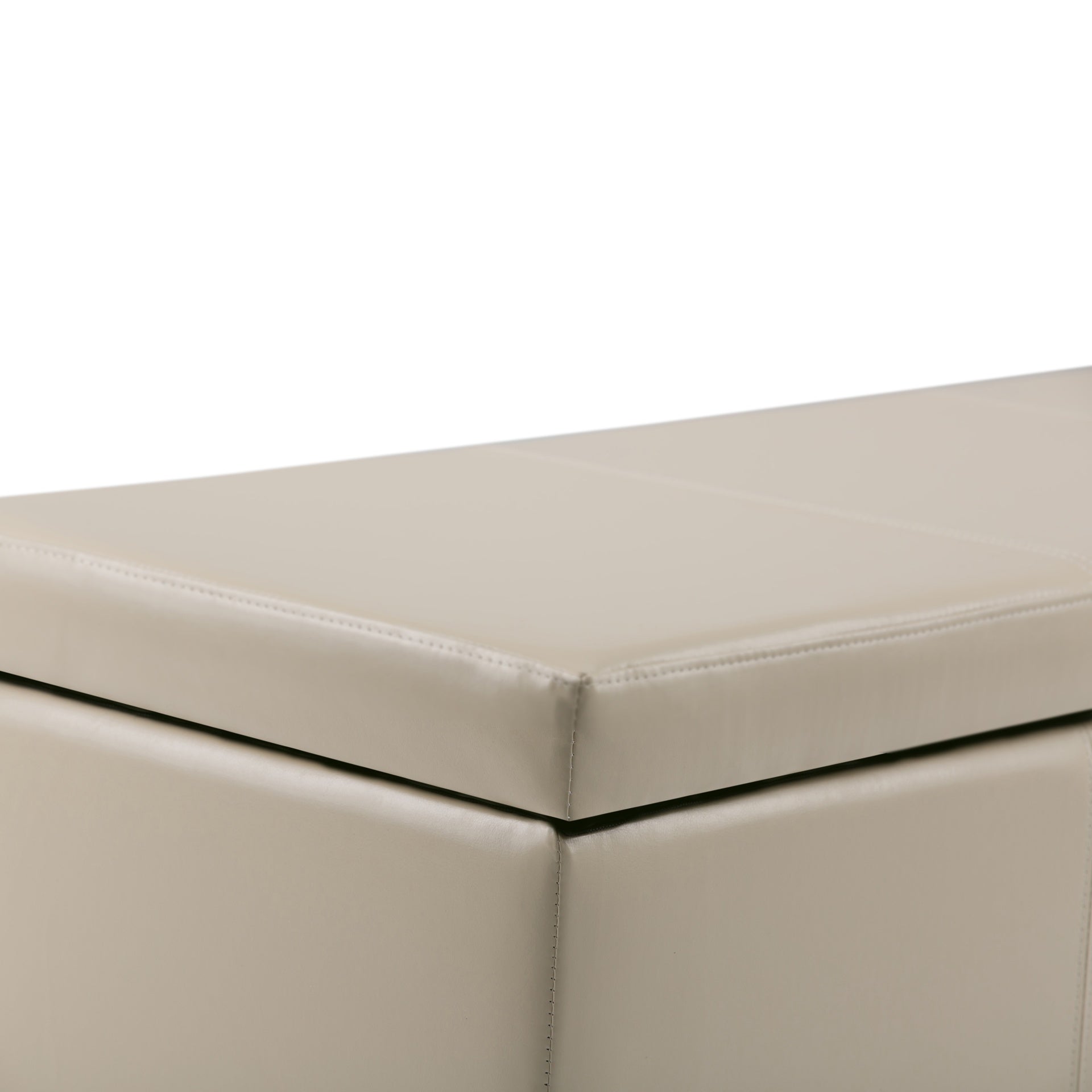 Avalon 48 inch Wide Storage Ottoman Bench in Satin Cream Vegan Leather