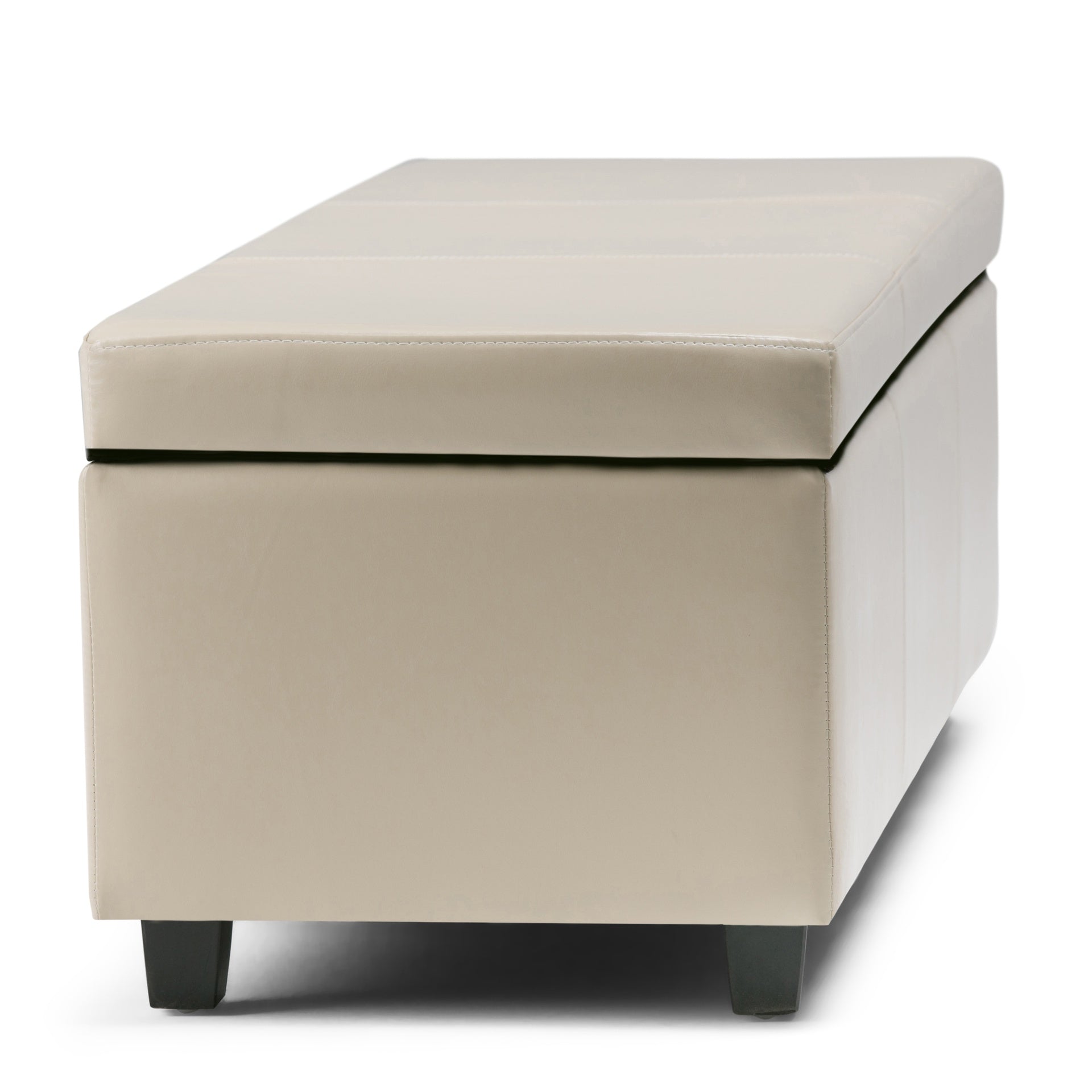 Avalon 48 inch Wide Storage Ottoman Bench in Satin Cream Vegan Leather
