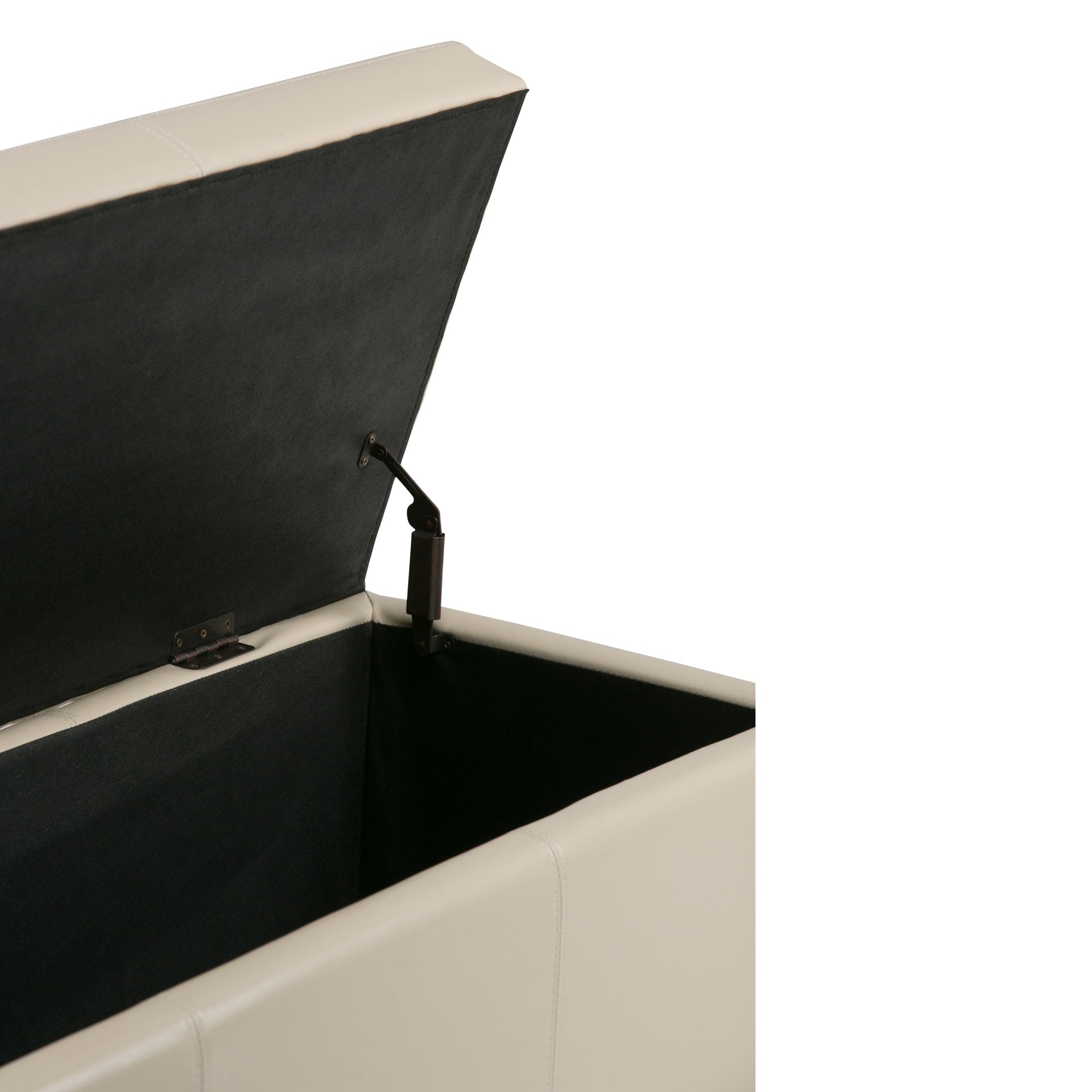 Avalon 48 inch Wide Storage Ottoman Bench in Satin Cream Vegan Leather