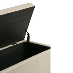 Avalon 48 inch Wide Storage Ottoman Bench in Satin Cream Vegan Leather