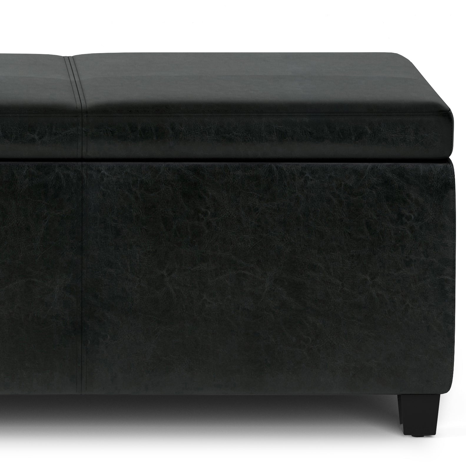 Avalon 54 inch Wide Extra Large Storage Ottoman Bench in Midnight Black Vegan Leather