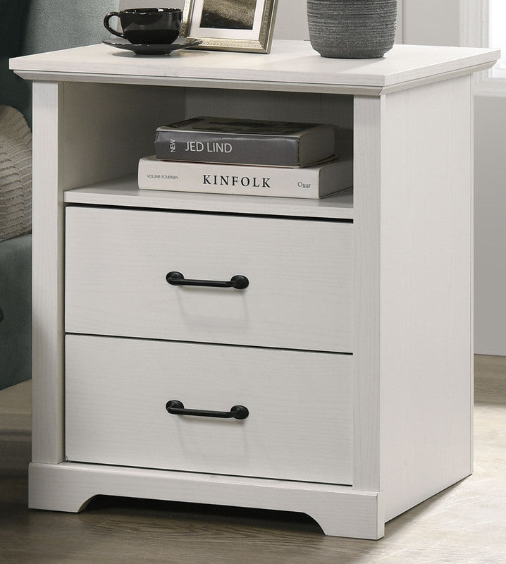 Elettra 22"W White 2-Drawer Nightstand Bedside Table with USB charging  Ports