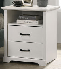 Elettra 22"W White 2-Drawer Nightstand Bedside Table with USB charging  Ports
