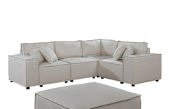 Milano 99"W Modular Sectional Sofa with Ottoman in Beige Linen