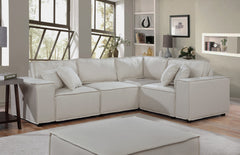 Milano 99"W Modular Sectional Sofa with Ottoman in Beige Linen