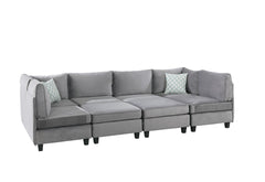 Siena 120"W Gray Velvet 8Pc Modular Sectional Sofa