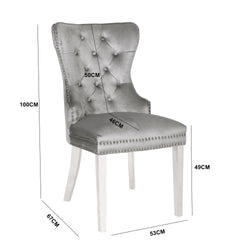Erica 2PC stainless steel Legs chairs made with Tufted Upholstered Velvet Fabric Dark Gray