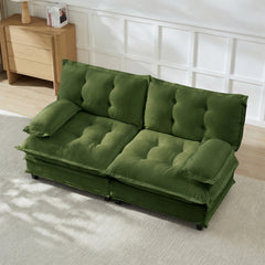 77 " Loveseat, Modern Sectional Couch, 2-Seats Sofa for Living Room Bedroom and Apartment, Comfy Cloud Couches in Lattice Decored Seat Cushion, Breathable Chenille Fabric, Green