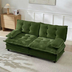 77 " Loveseat, Modern Sectional Couch, 2-Seats Sofa for Living Room Bedroom and Apartment, Comfy Cloud Couches in Lattice Decored Seat Cushion, Breathable Chenille Fabric, Green