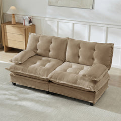 77 " Loveseat, Modern Sectional Couch, 2-Seats Sofa for Living Room Bedroom and Apartment, Comfy Cloud Couches in Lattice Decored Seat Cushion, Breathable Chenille Fabric, Light coffee