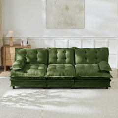 107" 3-Seater Cloud Sofa, Modular Sectional Couch, Modern Deep Seat Sofa for Living Room, Comfy Lattice Decored Seat Cushion, Breathable Chenille Fabric, Green