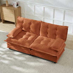 77 " Loveseat, Modern Sectional Couch, 2-Seats Sofa for Living Room Bedroom and Apartment, Comfy Cloud Couches in Lattice Decored Seat Cushion, Breathable Chenille Fabric, Orange