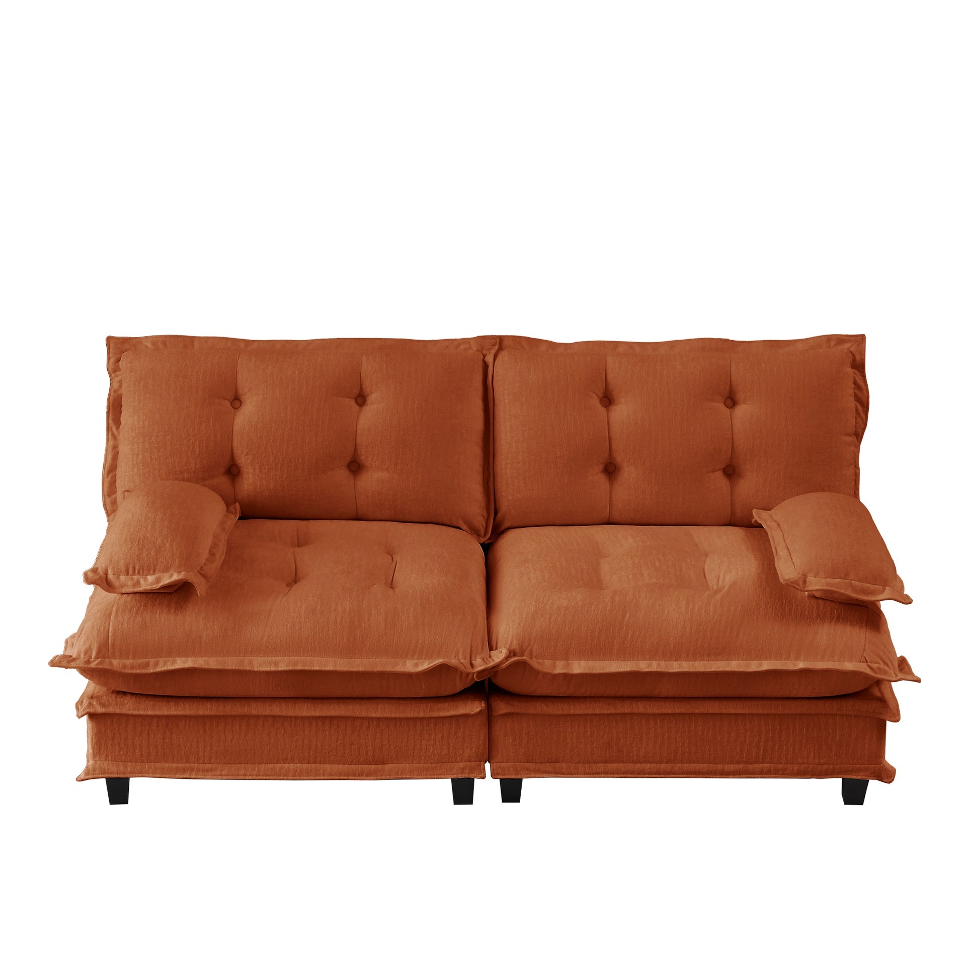 77 " Loveseat, Modern Sectional Couch, 2-Seats Sofa for Living Room Bedroom and Apartment, Comfy Cloud Couches in Lattice Decored Seat Cushion, Breathable Chenille Fabric, Orange