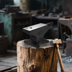 Single Horn Anvil,100Lbs Cast Steel Anvil, High Hardness Anvil, Four holes in the Base for Fixing, Large Countertop and Stable Base, with Round and Square Hole, Metalsmith Tool for Bending and Shaping