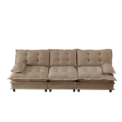 107" 3-Seater Cloud Sofa, Modular Sectional Couch, Modern Deep Seat Sofa for Living Room, Comfy Lattice Decored Seat Cushion, Breathable Chenille Fabric, Light coffee