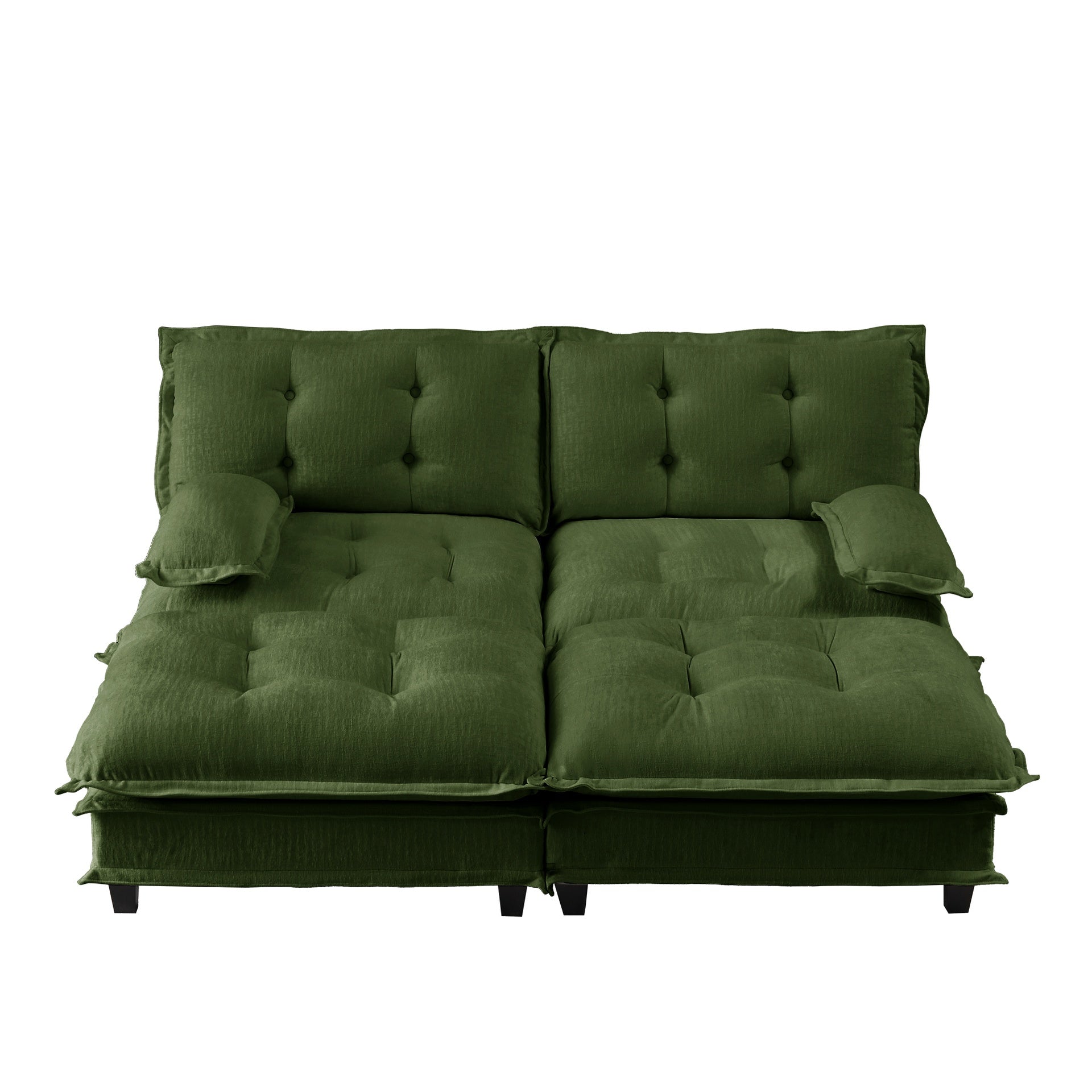 77"  Modern Sofa Modular Sectional Cloud Couch with 2 Ottoman, 2-Seat Chenille Deep Seat Sofa with Comfy Lattice Decored Seat Cushion, Sleeper Sofa Bed for Living Room, Bedroom and Apartment,Green