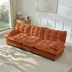 107" 3-Seater Cloud Sofa, Modular Sectional Couch, Modern Deep Seat Sofa for Living Room, Comfy Lattice Decored Seat Cushion, Breathable Chenille Fabric, Orange