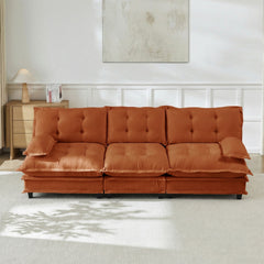 107" 3-Seater Cloud Sofa, Modular Sectional Couch, Modern Deep Seat Sofa for Living Room, Comfy Lattice Decored Seat Cushion, Breathable Chenille Fabric, Orange
