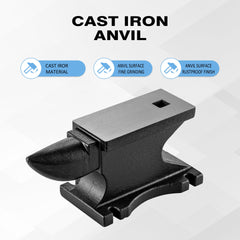 Cast Iron Anvil,100lbs Single Horn Anvil 10.5 x 5 inch Counterop and Stable Base, High Hardness Rugged Round Horn Anvil Blacksmith for Bending Shaping Twisting Forging Riveting Flattening
