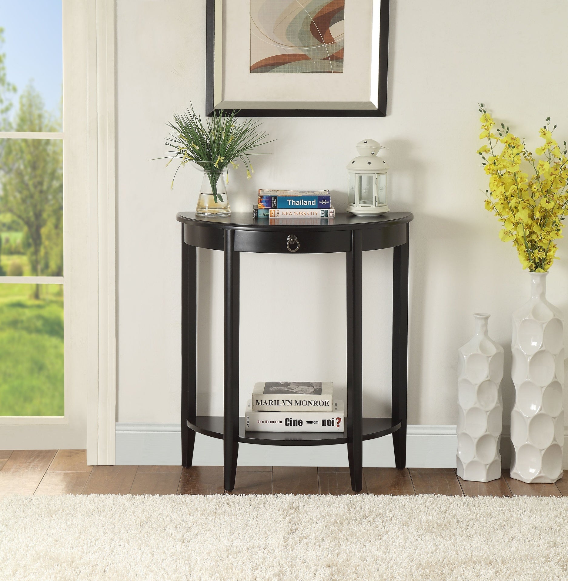 Justino II Black Finish Console Table