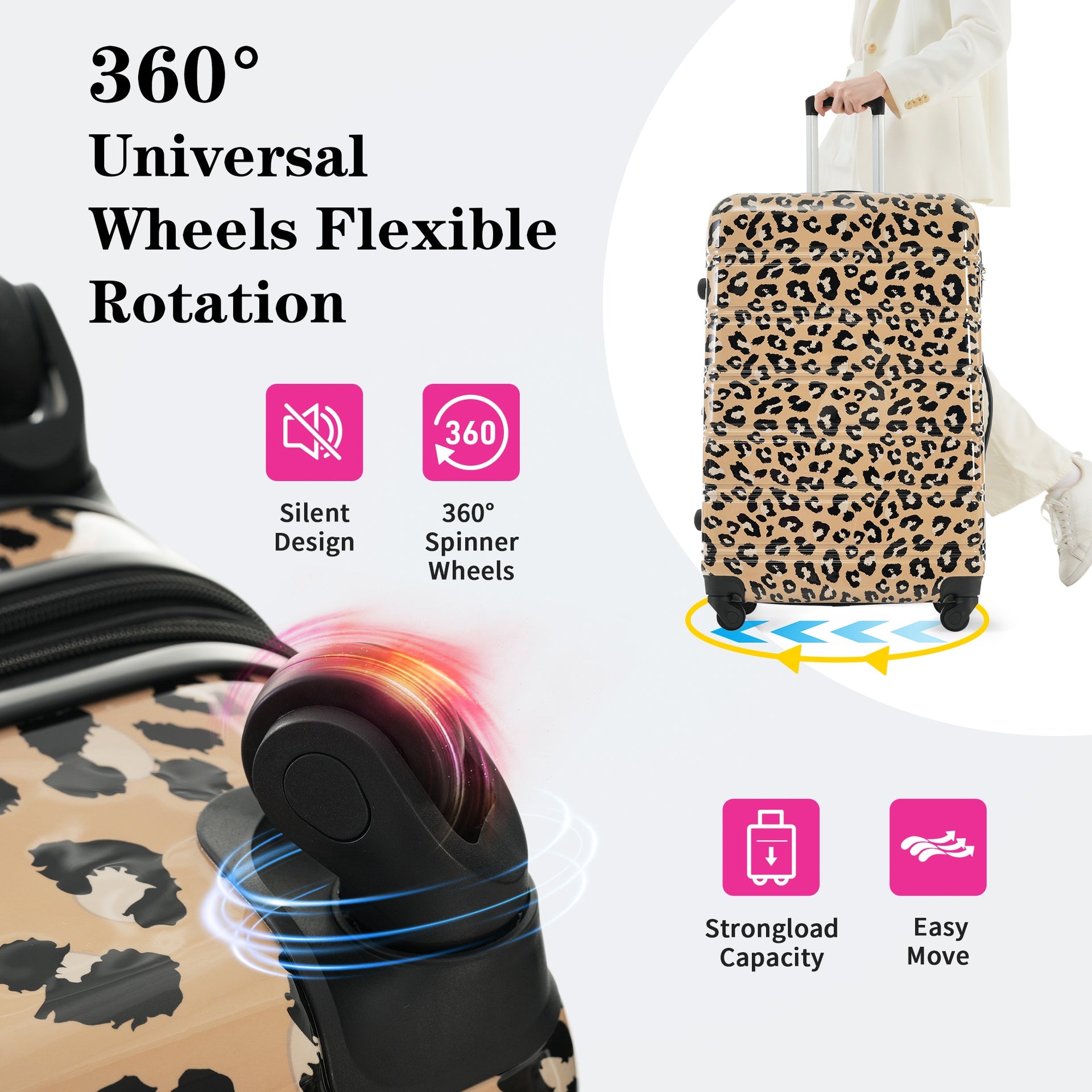 Hardshell Luggage Sets 3 pcs Spinner Suitcase with TSA Lock Lightweight-20"+24"+28" Luggages