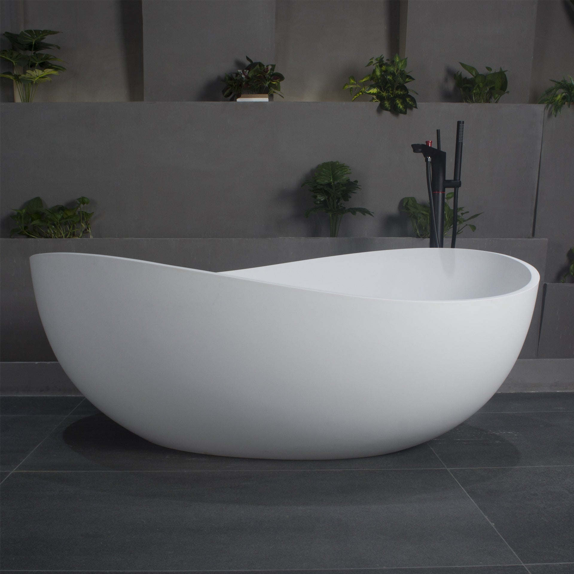 63 inch freestanding solid surface soaking bathtub for bathroom