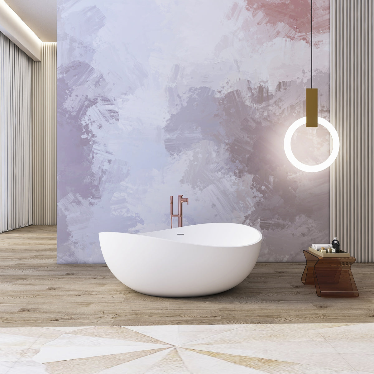 63 inch freestanding solid surface soaking bathtub for bathroom