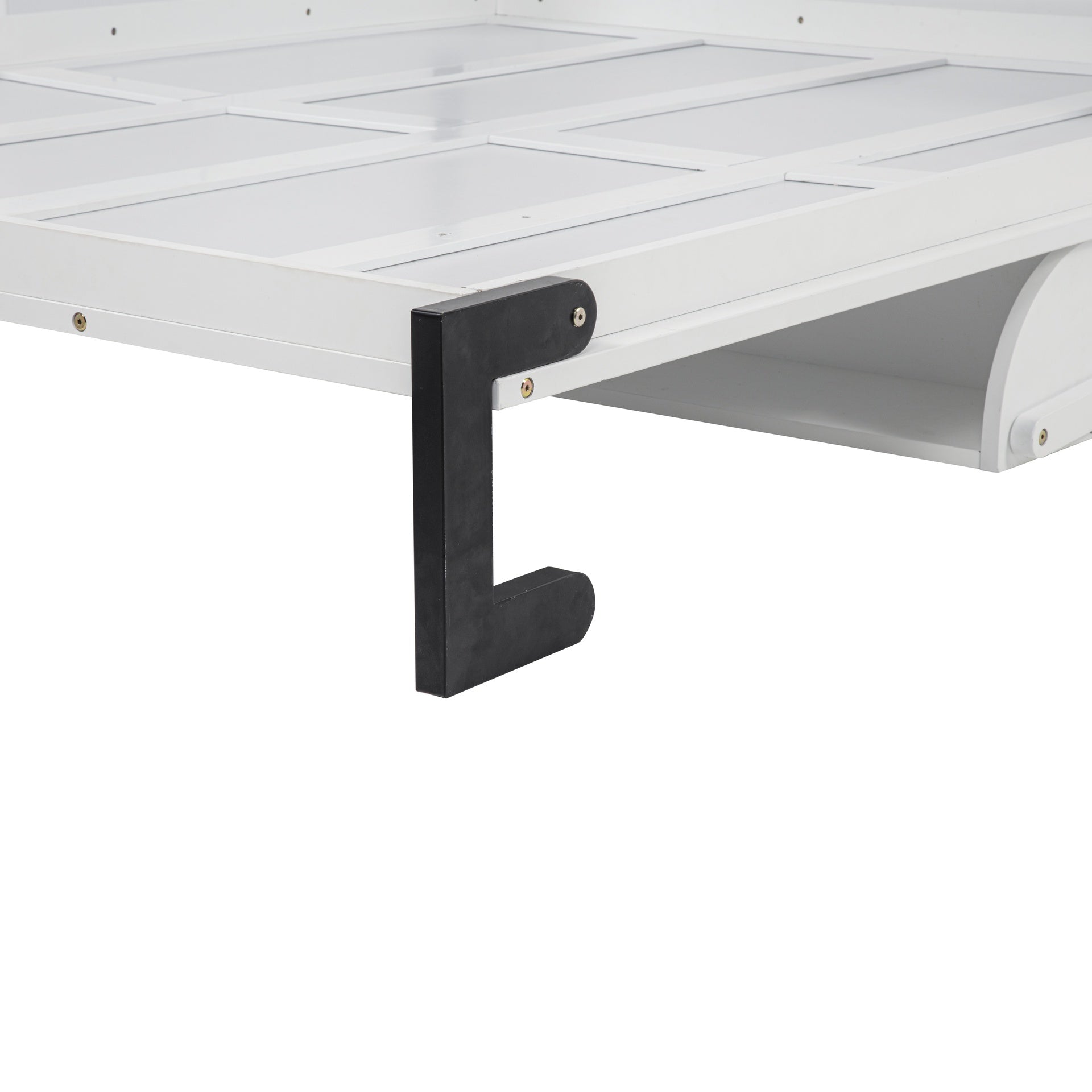 Queen Size Wood Vertical Murphy Bed, Space-Saving Hidden Wall Bed, Wall Bed Cabinet, with Desk, Gas Struts ,White