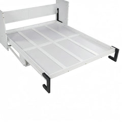Queen Size Wood Vertical Murphy Bed, Space-Saving Hidden Wall Bed, Wall Bed Cabinet, with Desk, Gas Struts ,White