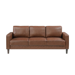 Modern Living Room Furniture 3pc Set Sofa Loveseat Chair Chocolate Faux Leather Upholstered Cushion Back Seat Solid Wood
