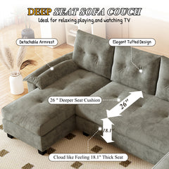 104.7" U-Shaped Sleeper Sofa with Pull Out Bed,2 in 1 Convertible Couch Bed with Removable Armrests & USB Ports,Oversized Sectional Modular with Chaise Lounge for Living Room/Apartment,Light Grey