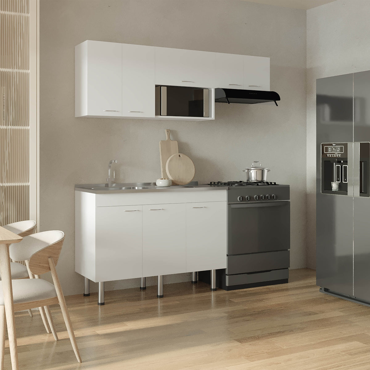 Myton Kitchen Set, 8 Doors,8 Shelves, 6 Legs, White - Kitchen
