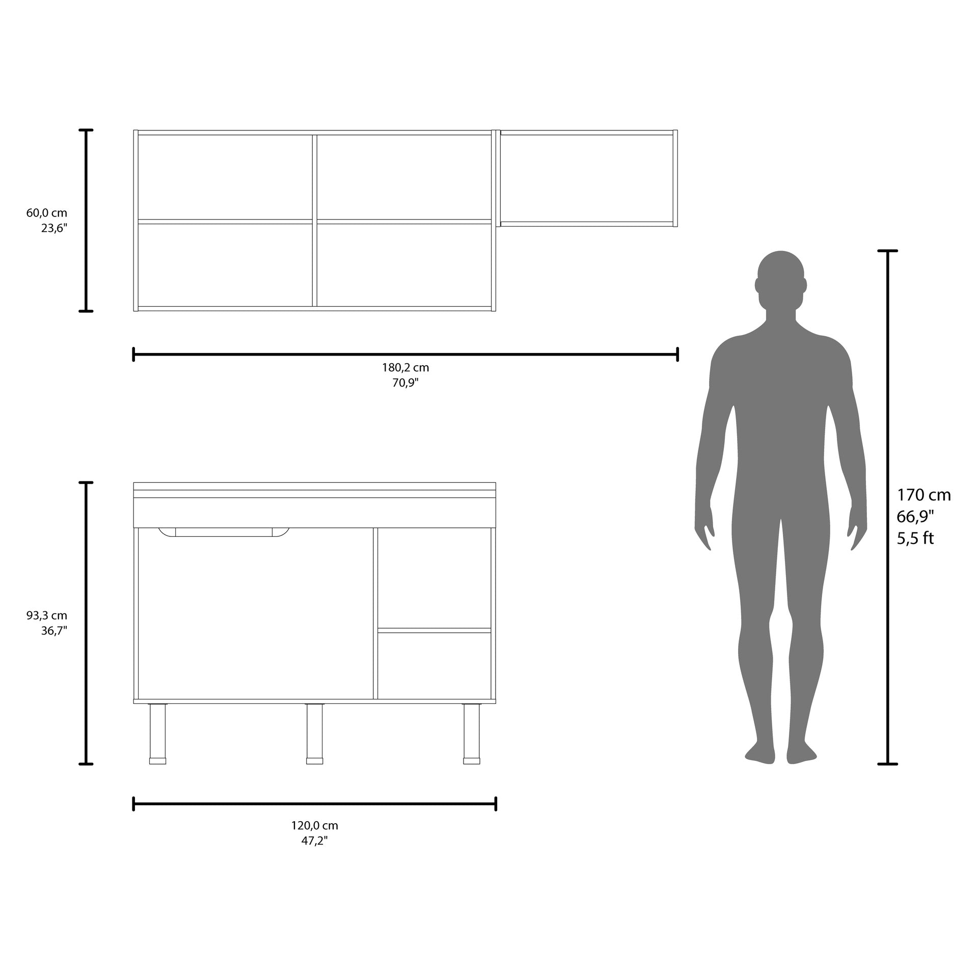 Myton Kitchen Set, 8 Doors,8 Shelves, 6 Legs, White - Kitchen