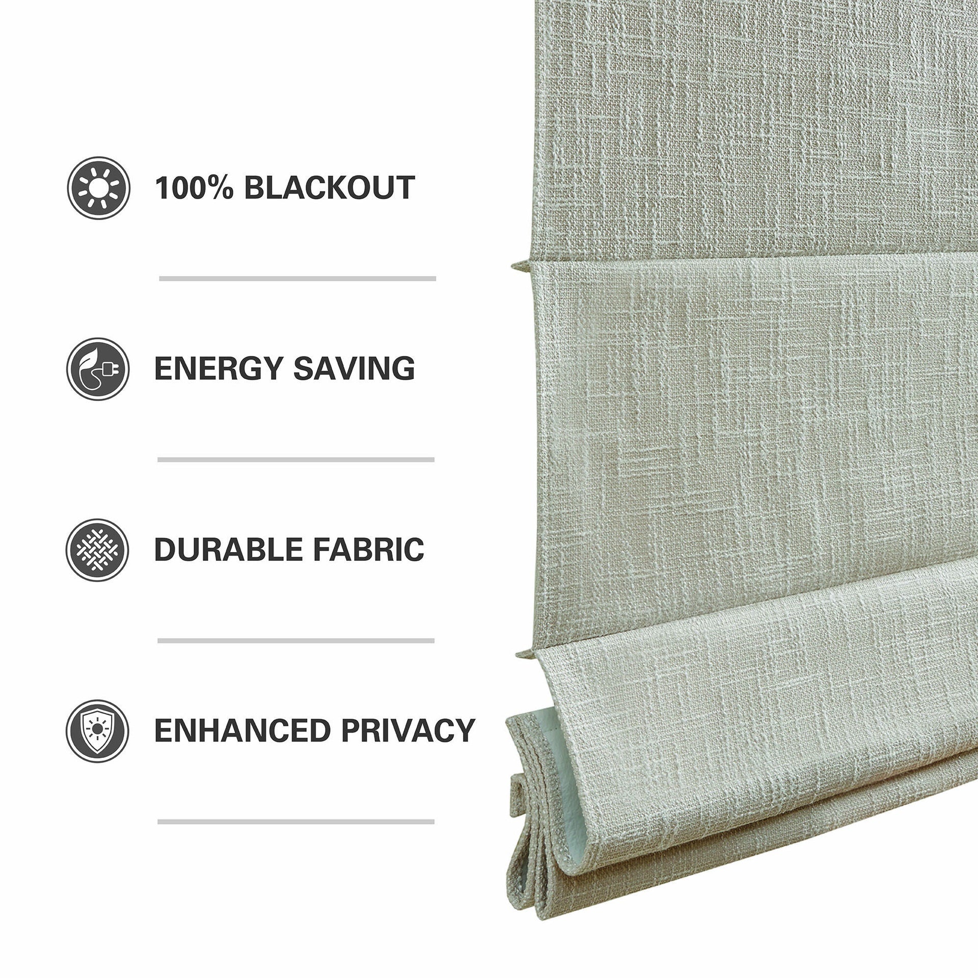 1 PCS 34x64" Total Blackout Cordless Roman Shade Linen