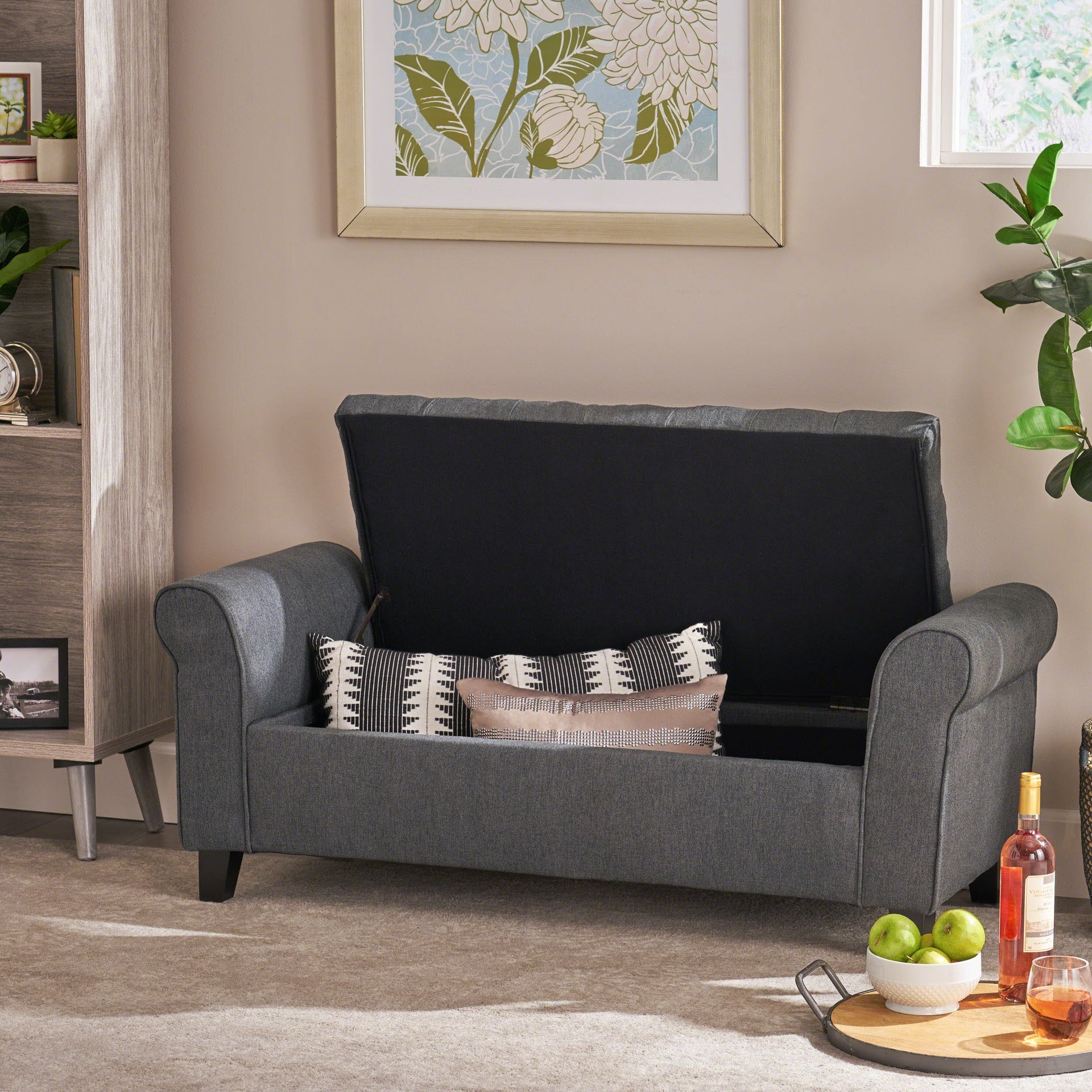 HAYES ARMED STORAGE BENCH