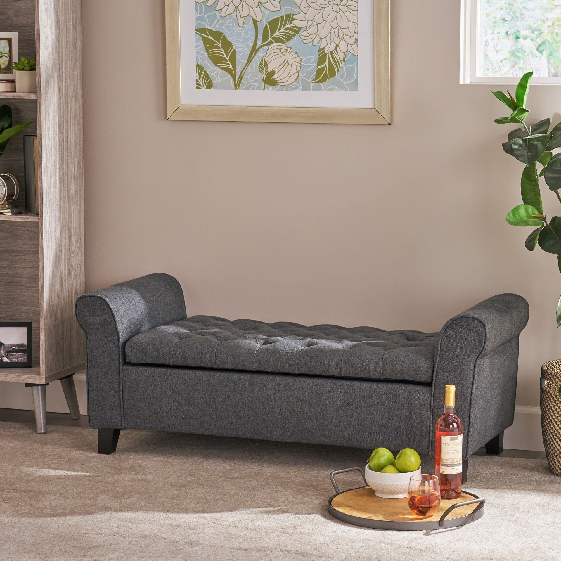 HAYES ARMED STORAGE BENCH