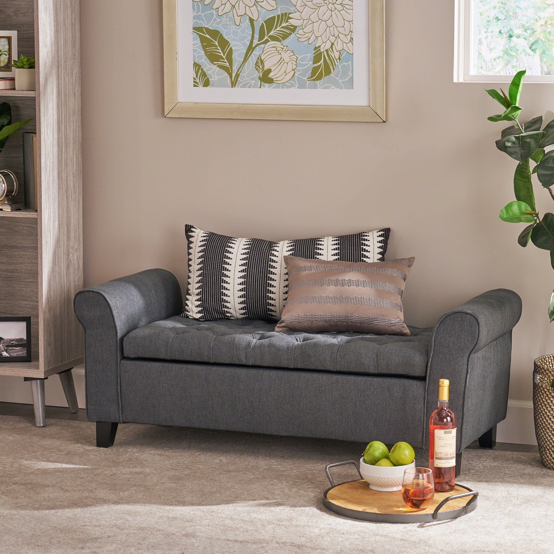 HAYES ARMED STORAGE BENCH