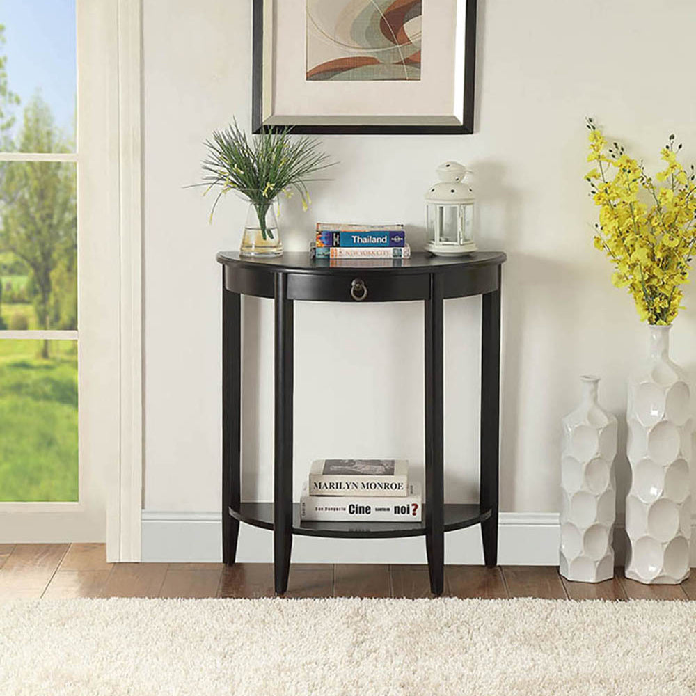 Black Console Table with Bottom Shelf