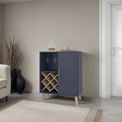 Angela Bar Cabinet with Wine Rack, and Multifunctional Compartments
