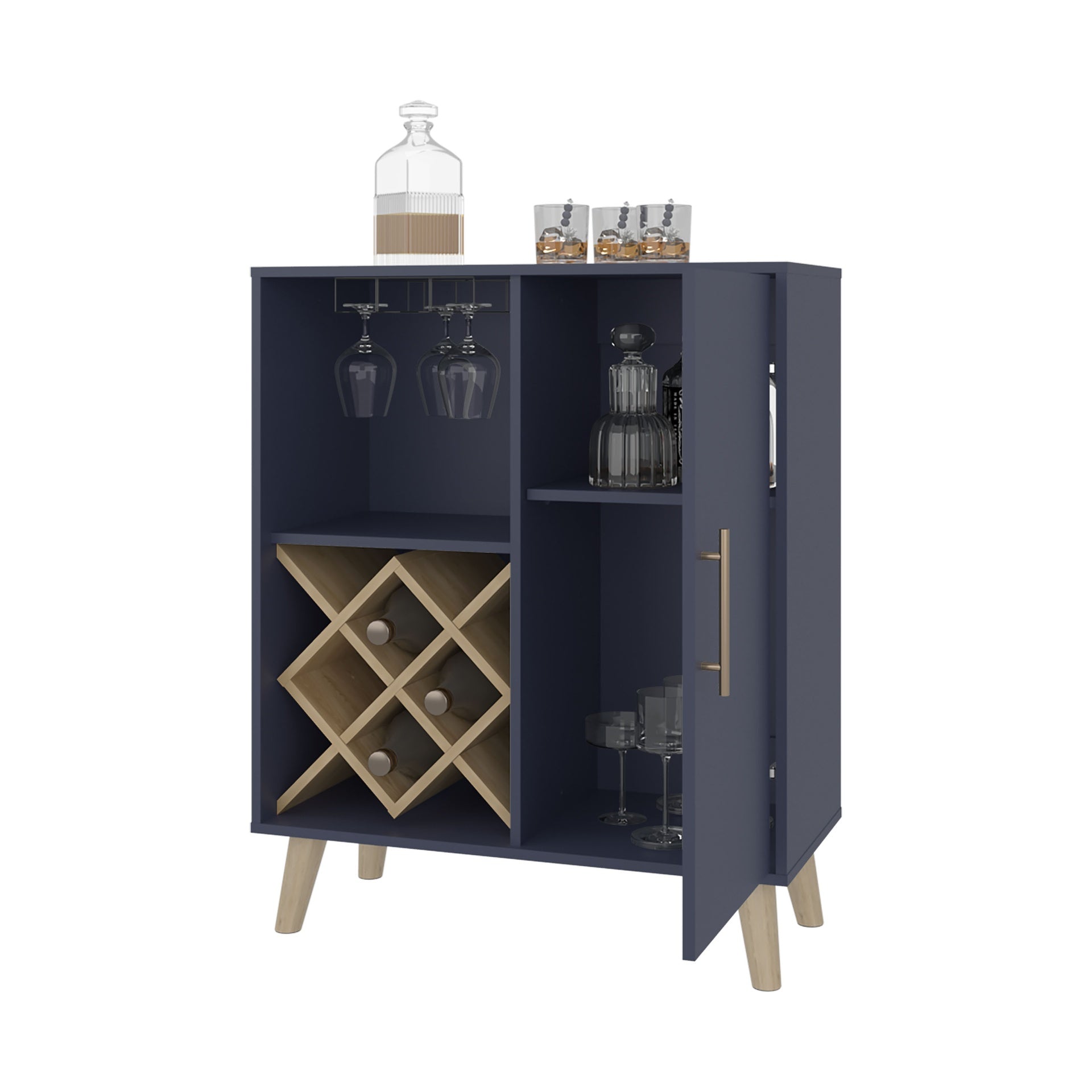 Angela Bar Cabinet with Wine Rack, and Multifunctional Compartments