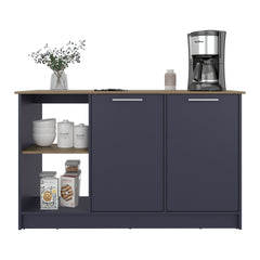 Demon Kitchen Island with Storage Cabinet and Open Shelves
