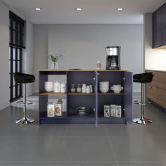 Demon Kitchen Island with Storage Cabinet and Open Shelves