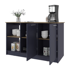 Demon Kitchen Island with Storage Cabinet and Open Shelves