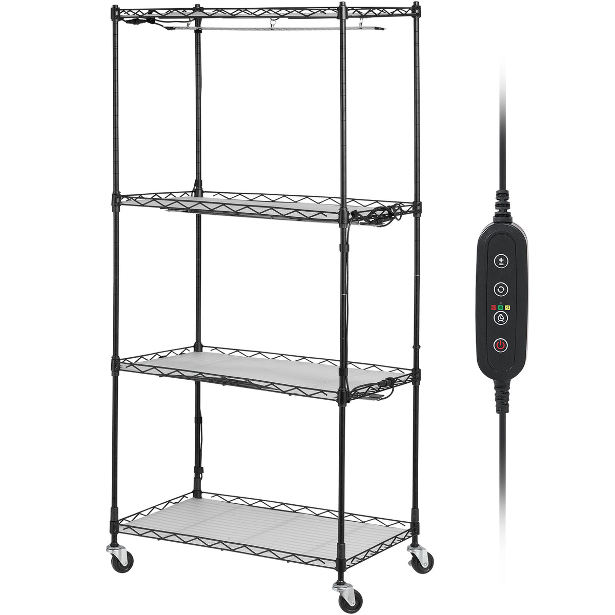 Plant Stand with Grow Light, 4-Tier Plant Shelf with 45W Full Spectrum Grow Light, 3 Mode Plant Light with Timer and Wheel for Seed Starting, Metal Grow Light Shelf for Indoor Plants